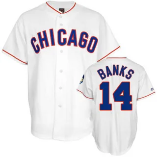 Replica Men's Ernie Banks Chicago Cubs 1968 Throwback Jersey - White